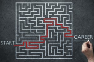 Maze path solution leading from start point to career